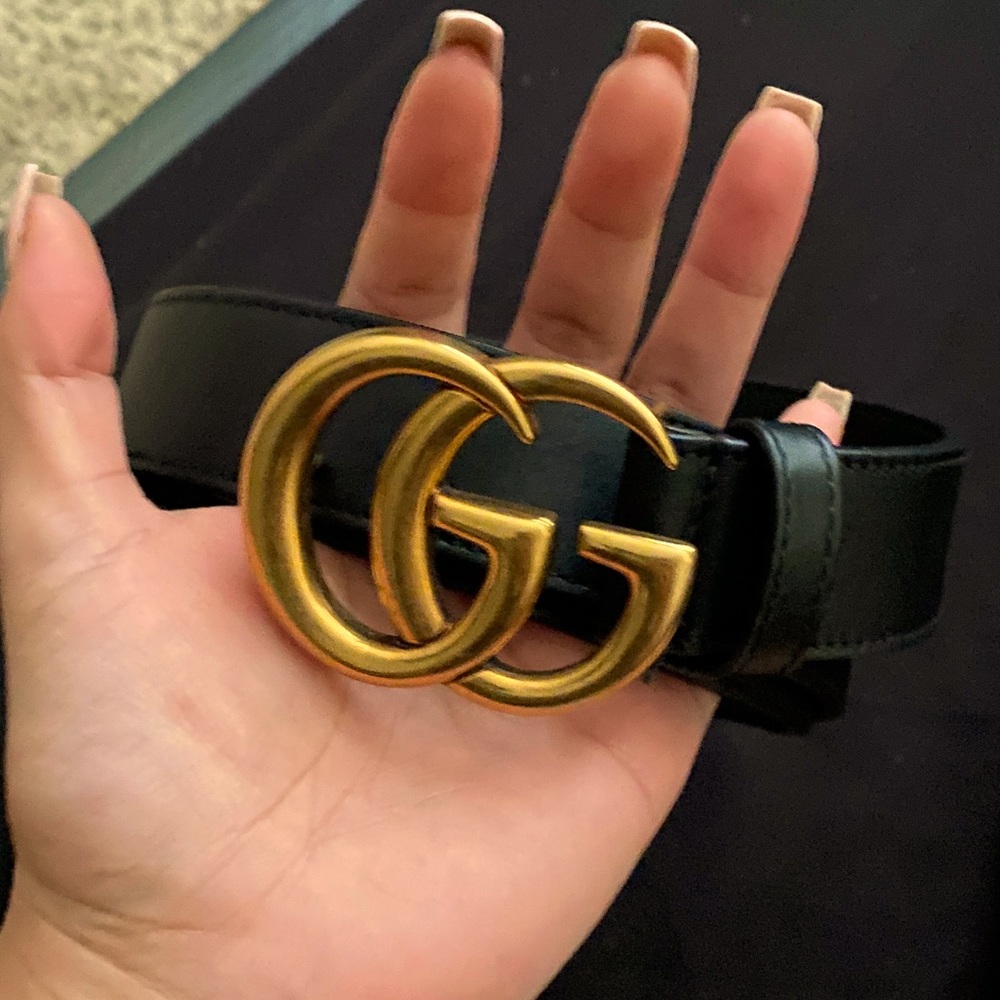 NEW!! GUCCI Wide leather belt with Double G buckle